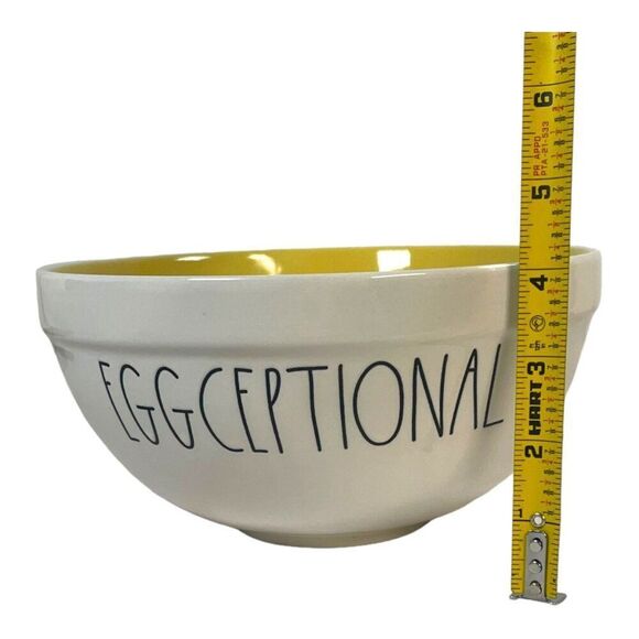 Rae Dunn Magenta Eggcellent & Eggceptional Egg Nesting Ceramic Bowls Set Yellow - Picture 8 of 16
